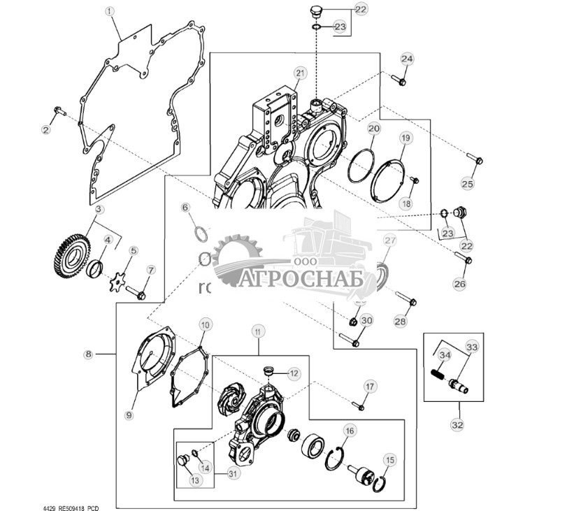 4429 Крышка распределительных шестерен и водяной насос - ST621028 120.jpg